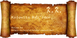 Kolovits Káldor névjegykártya